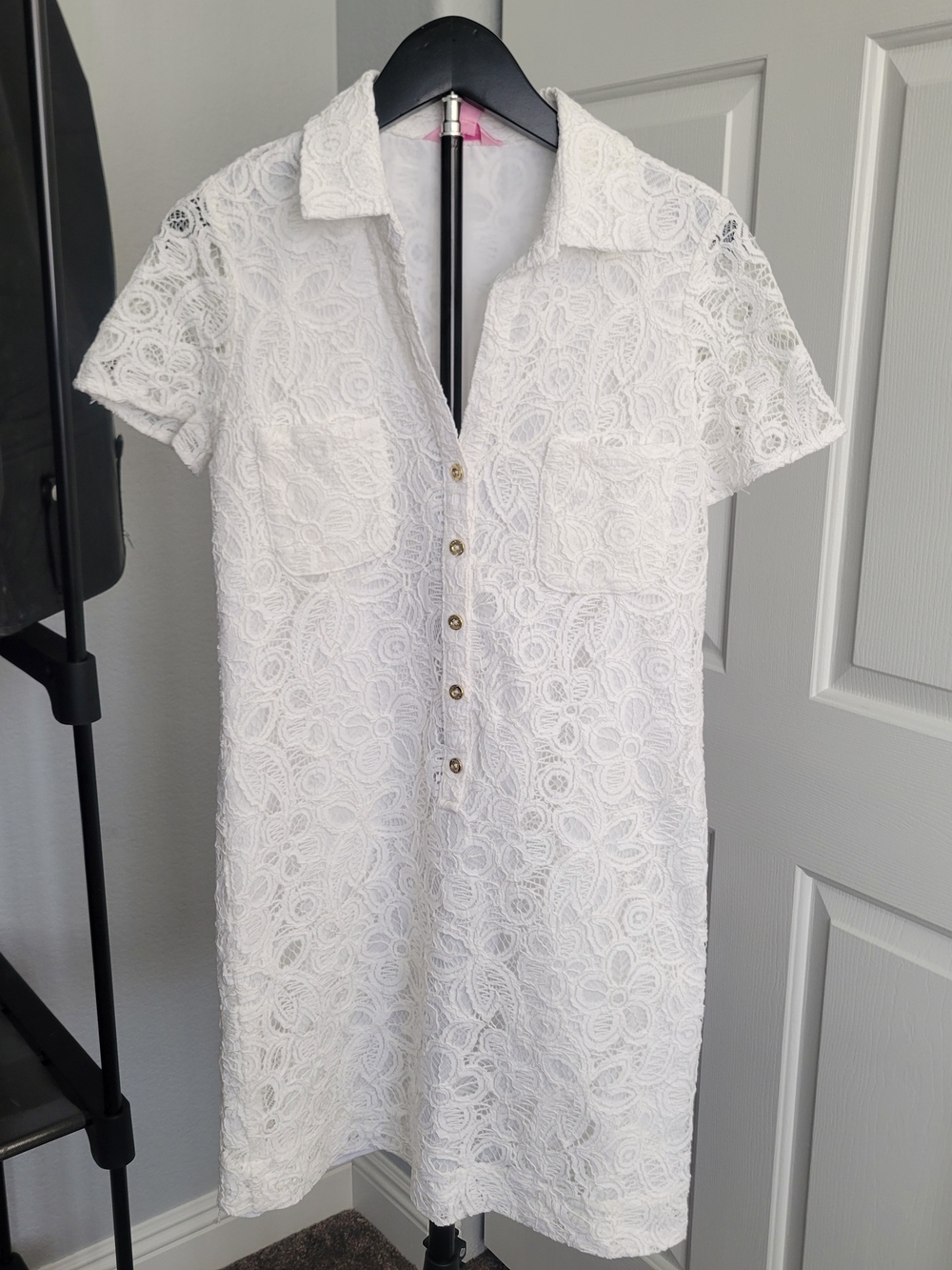 Lilly Pulitzer White Lace Button-Front Dress